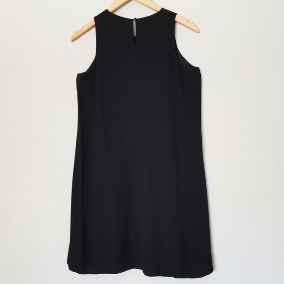 Eileen Fisher 100% Silk Georgette Crepe Round Neck Dress Black Petite XS PP $349 - Picture 6 of 14